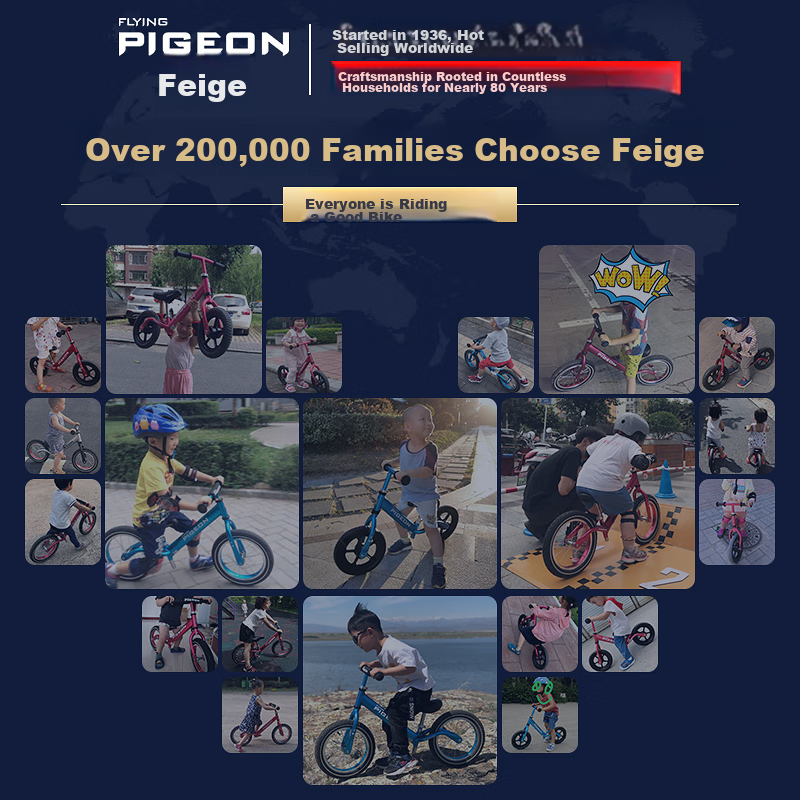 FG FLYING PIGEON Children's Balance Bike, Toddler Scooter, Learning Walker for Ages 2-5, Kids' Bicycle, Aluminum Alloy, Bright Blue Color