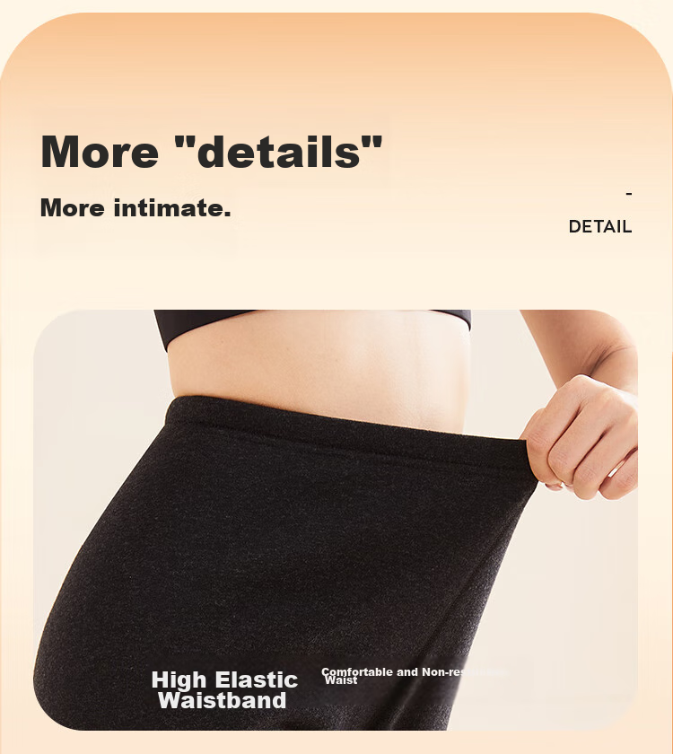 MiiOW [Cashmere Fleece Thickened] Women's Thermal Underwear, Solid Color Cotton Pants, Autumn And Winter Knee Protection Lining Pants 19