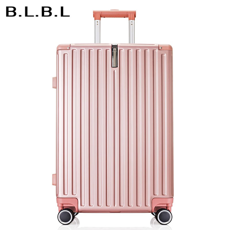 B.L.B.L Luggage Suitcase for Male Students, Travel Trolley Case for Women, Spinner Wheels, Password Lock, Leather Suitcase, 24-Inch Rose Gold 6011