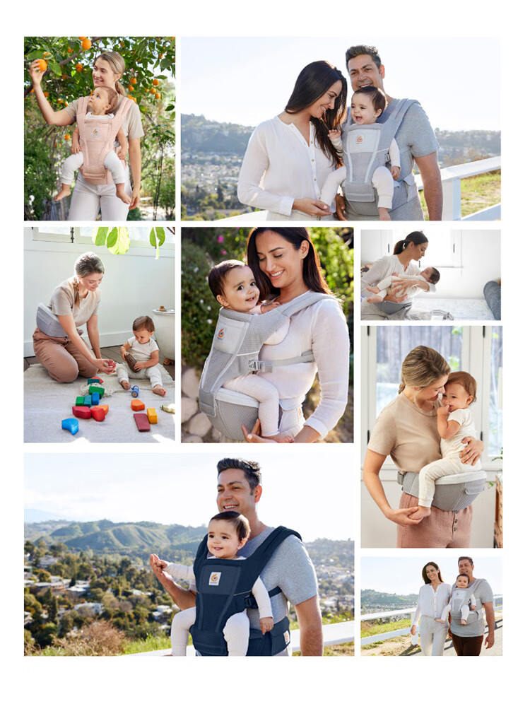 ERGObaby American Ergonomic Baby Carrier, Alta All-Stage Labor-Saving Ventilated And Breathable, 6 Carrying Methods, Baby Seat in Gray 9