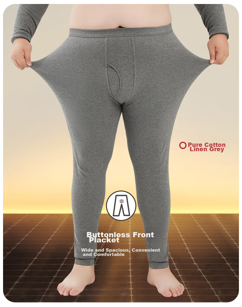 Hengyuanxiang [Large Size Men's Autumn Pants] 100% Pure Cotton Thin Plus-Size Antibacterial Thermal Underwear Base Layer Cotton Pants Spring And Autum 16