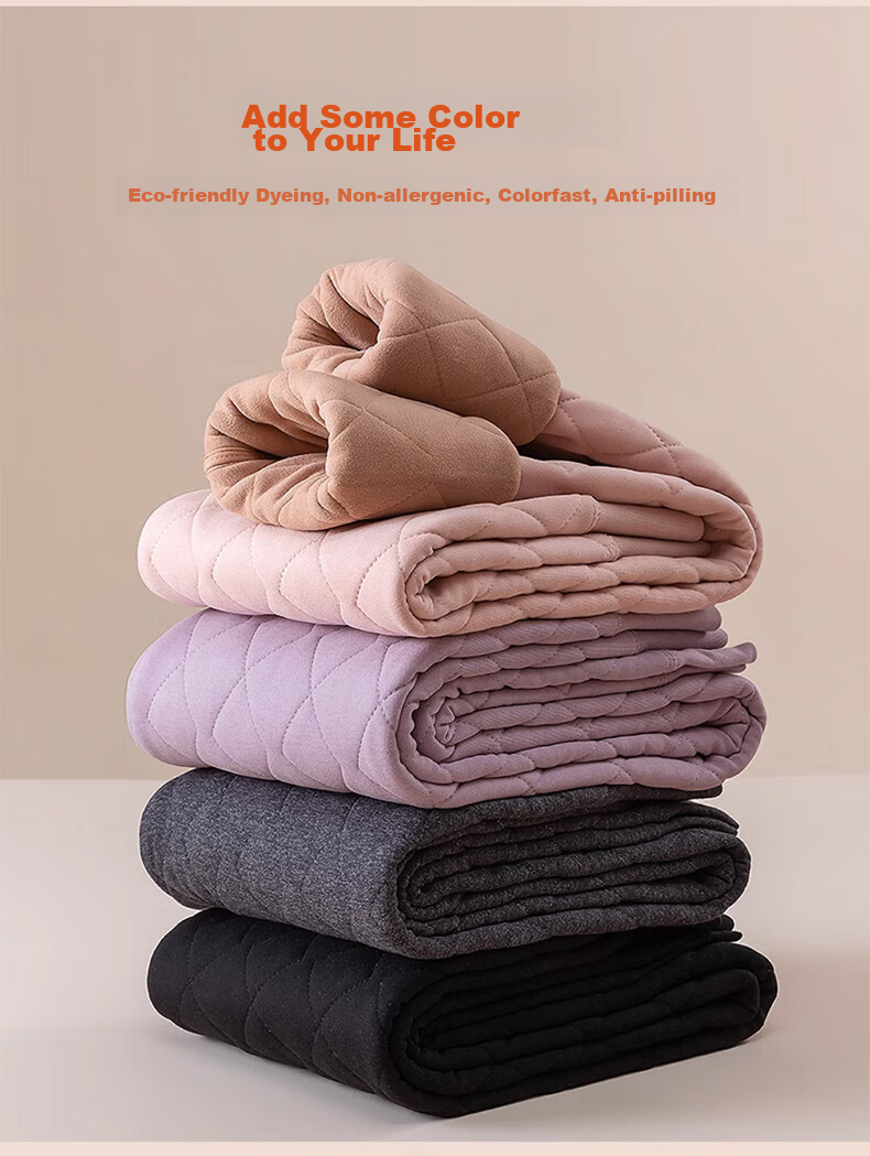 LangSha 100% Wool Thermal Pants for Women, Autumn And Winter Fleece-Lined Thick Cotton Pants, High-Waist Plus Size Slim-Fit Leggings 9