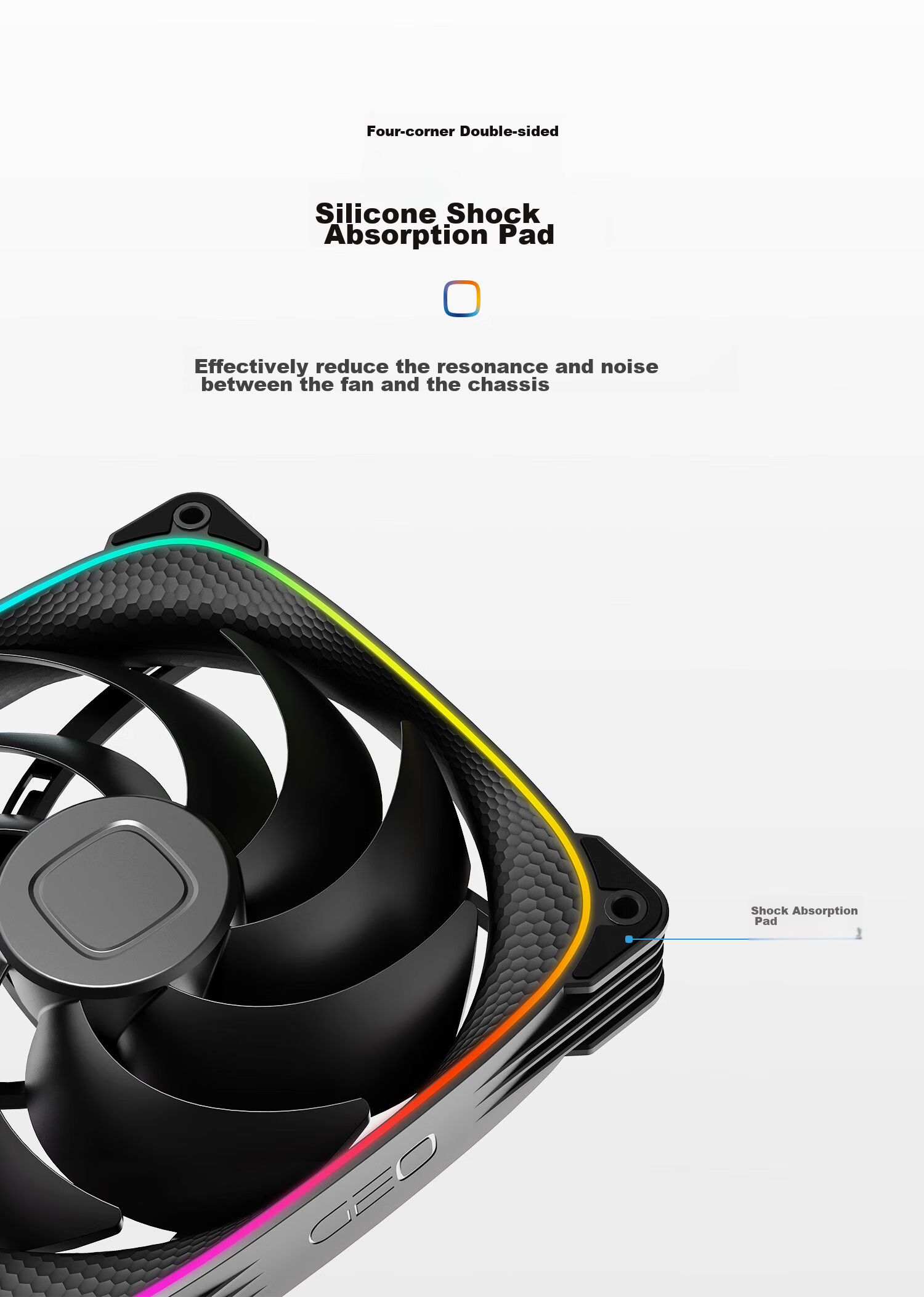 GeometricFuture Longshen 2503W-14CM Case Fan, Cooling Fan 14CM, ARGB Light Synchronization, PWM Speed Control, Smart Daisy-Chaining, White, Forward, Triple Pack 7
