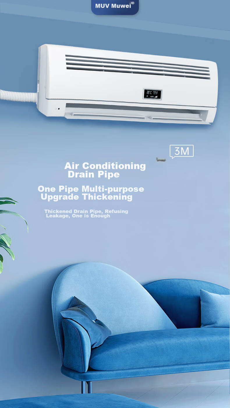 Muvi Air Conditioner Drainage Pipe Extension Tube, Anti-Aging Outdoor Unit Condensation Drip Water Hose Drainage Pipe, 3 Meters 1