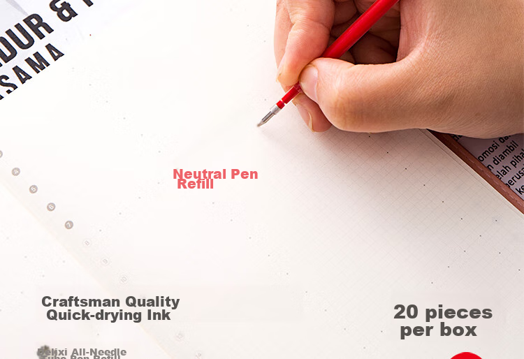 Deli Retractable Gel Pen Refills, Student Office Signature Pen Ink Refill, 0.5mm Bullet Tip S01/S08/1008/K35 Compatible, Red, 20 Pieces/box S206 6