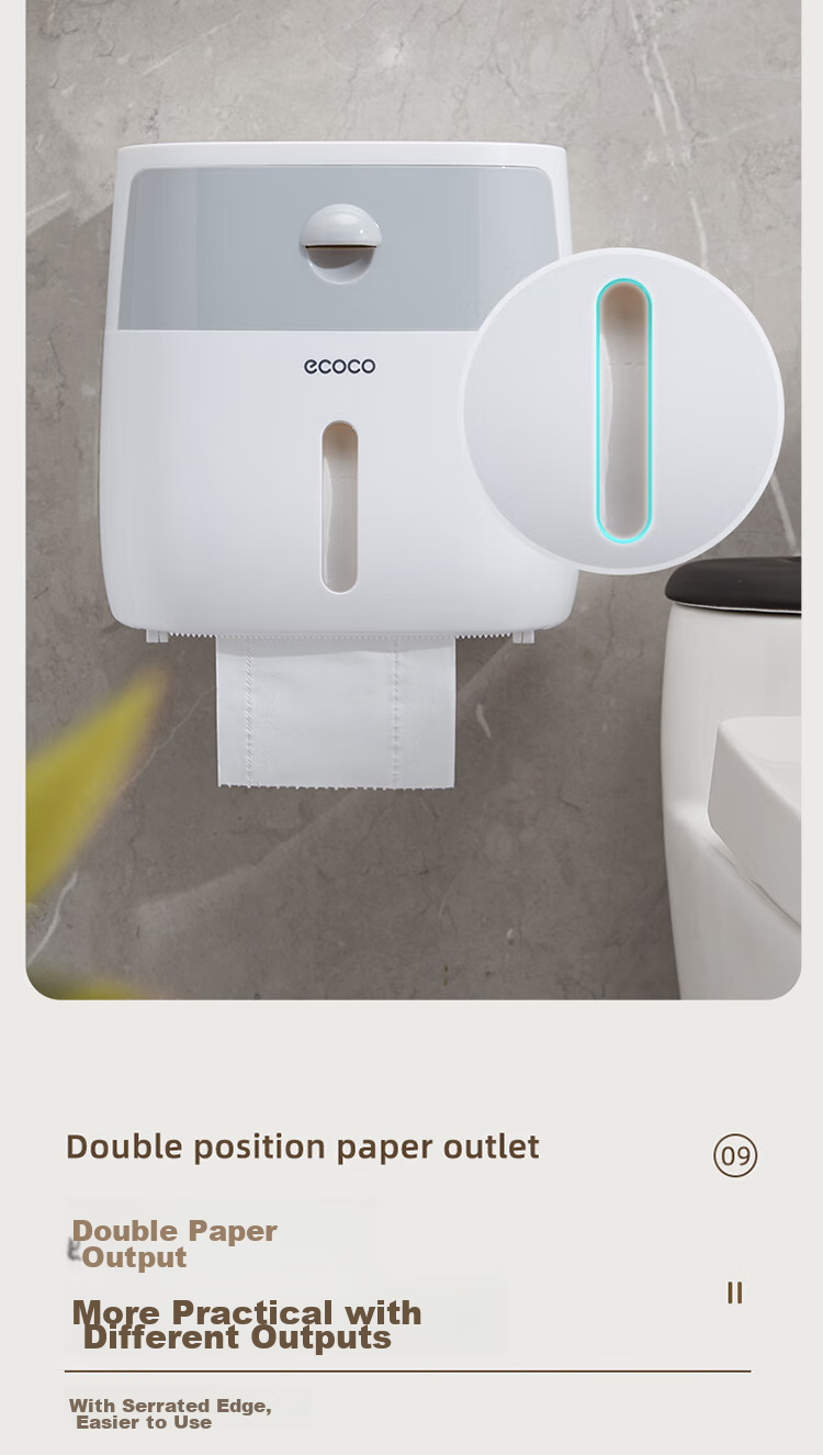 Ecoco Double-Layer Large Capacity Bathroom Tissue Box Storage, Wall-Mounted High-End Waterproof Toilet Paper Holder 11