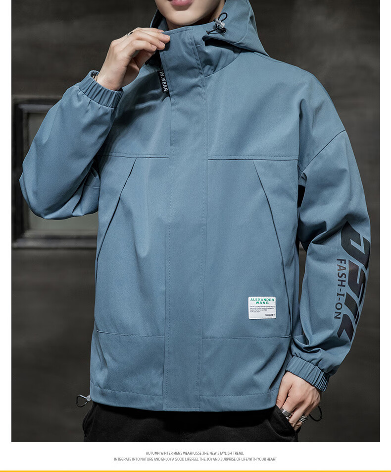 PLAYBOY Men's Jacket Outdoor Coat Casual Hooded Workwear Trendy Black - 3XL 16
