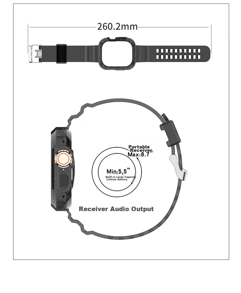 KMaxAI Compatible Apple Watch Ultra 4 Band And Dial Full Coverage, Suitable for IWatch 3/2 Series, Fresh Sports Watch Strap 49mm Protective Case Wristband, Transparent 12