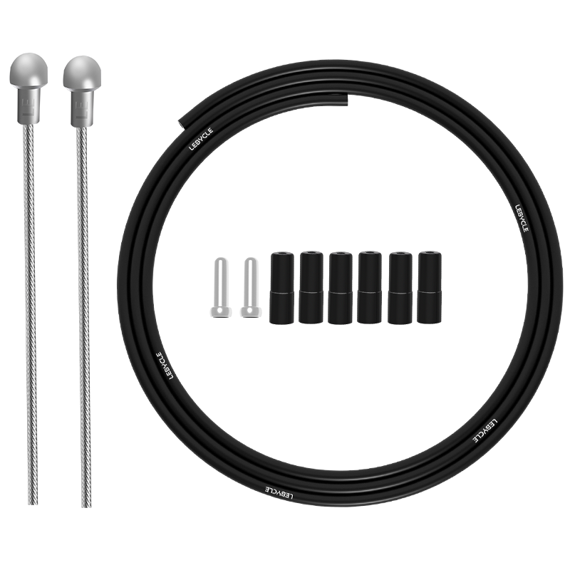 LEBYCLE Bicycle Stainless Steel Road Brake Cable Set with Oil Injection Cable Housing for C-Brake and Disc Brake Wire Caps