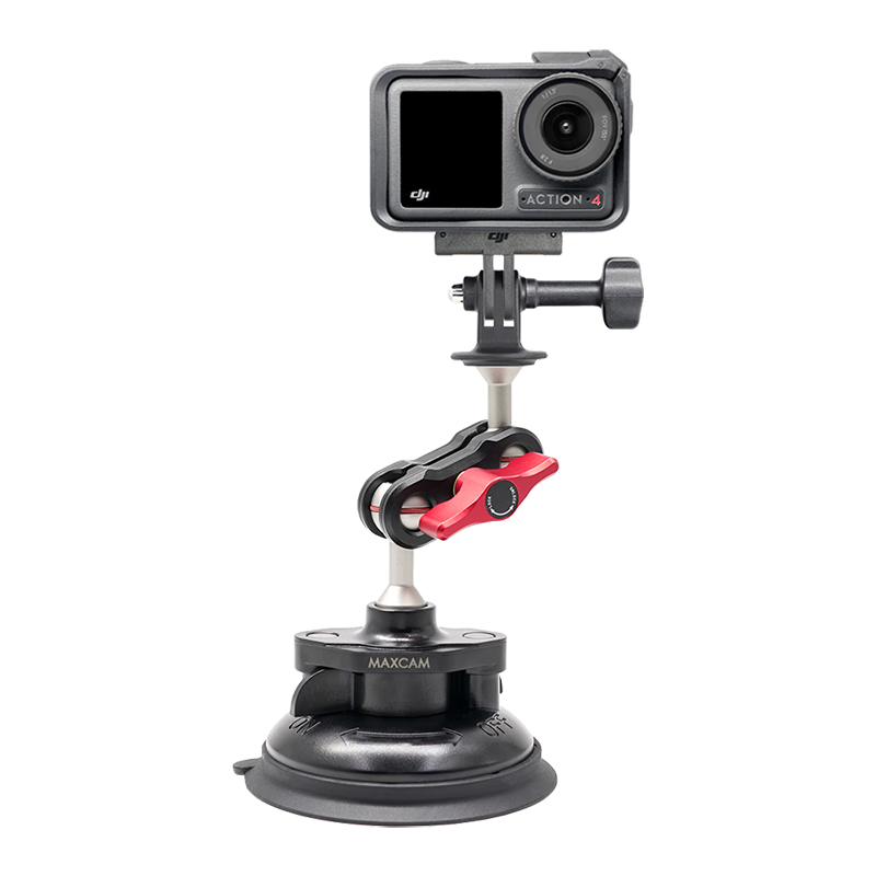 MAXCAM, Suitable for GoPro Ace Pro 2/GoPro 13/12 Action Cameras, Car Aluminum Alloy Suction Cup PRO Glass Mount, Vehicle-Mounted Off-Road Bracket Accessory