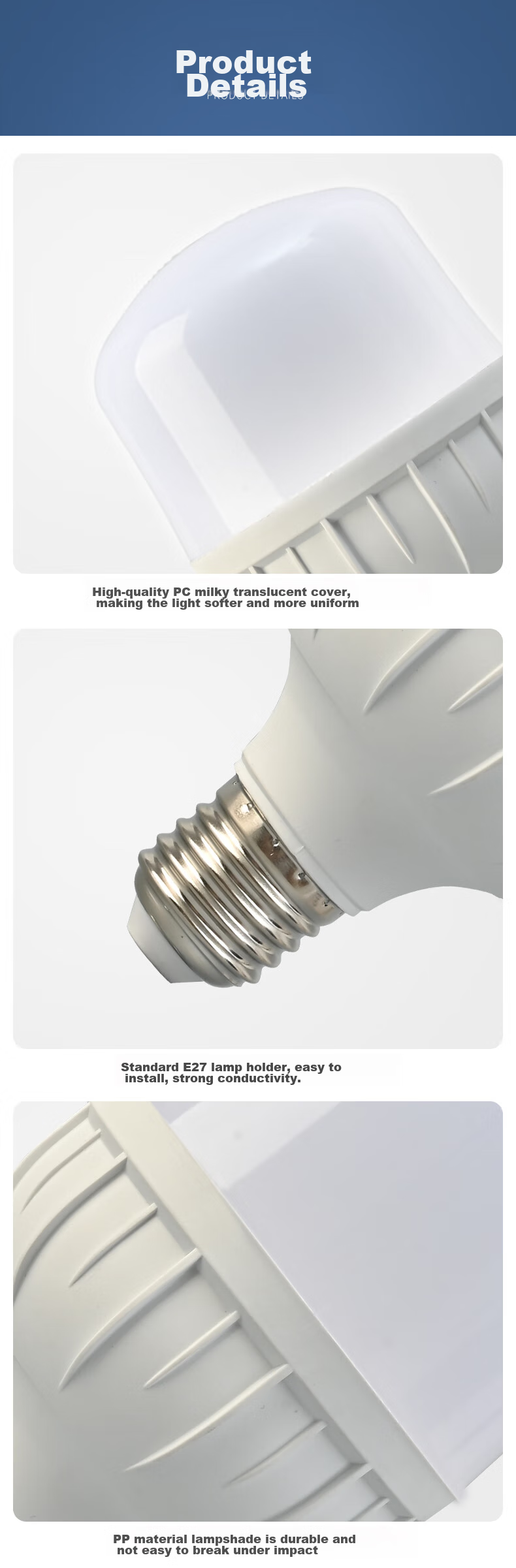 CHNT LED Bulb, Energy-Saving Lamp, E27 Screw Base, for Home And Commercial Use, High-Power Light Source, 28W Cool White Light, Column Bulb 9