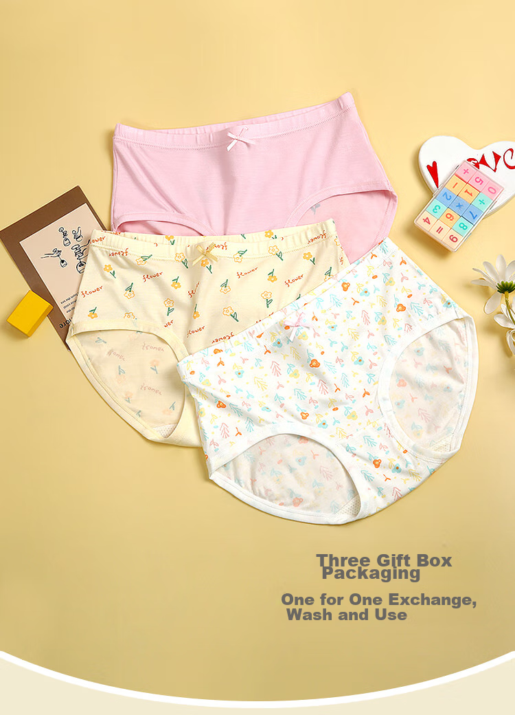 Hodohome Children's Underwear, Girls' 40S Modal, 3A Grade Antibacterial Crotch, Triangle Shorts, for Older Girls, Underpants, 002, 130 6