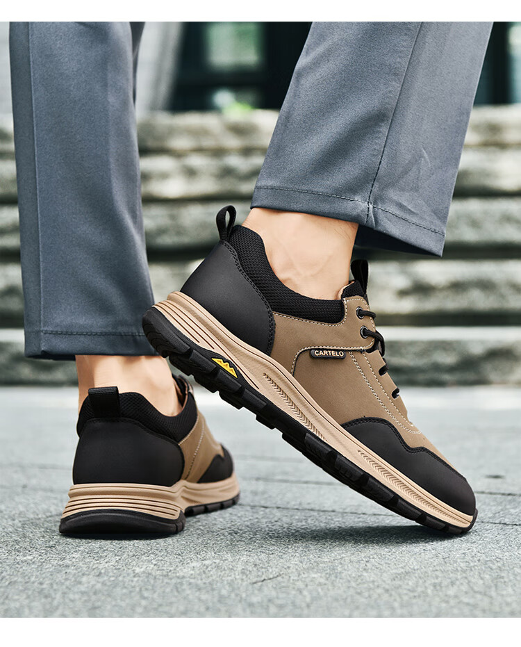 CARTELO Genuine Leather Men's Shoes, Business Casual Sports New Style, Autumn And Winter Soft Thick Sole Versatile Commuter Dad Shoes, Black Slip-O 36