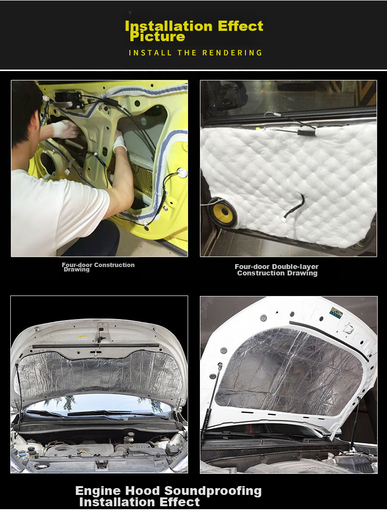 Xiangdaxia Car Soundproofing Cotton, Engine Hood Sound Insulation Material, Heat Insulating Cotton, High-Temperature Resistant Butyl Rubber, Three-In Engine Vibration Reduction Plate 8