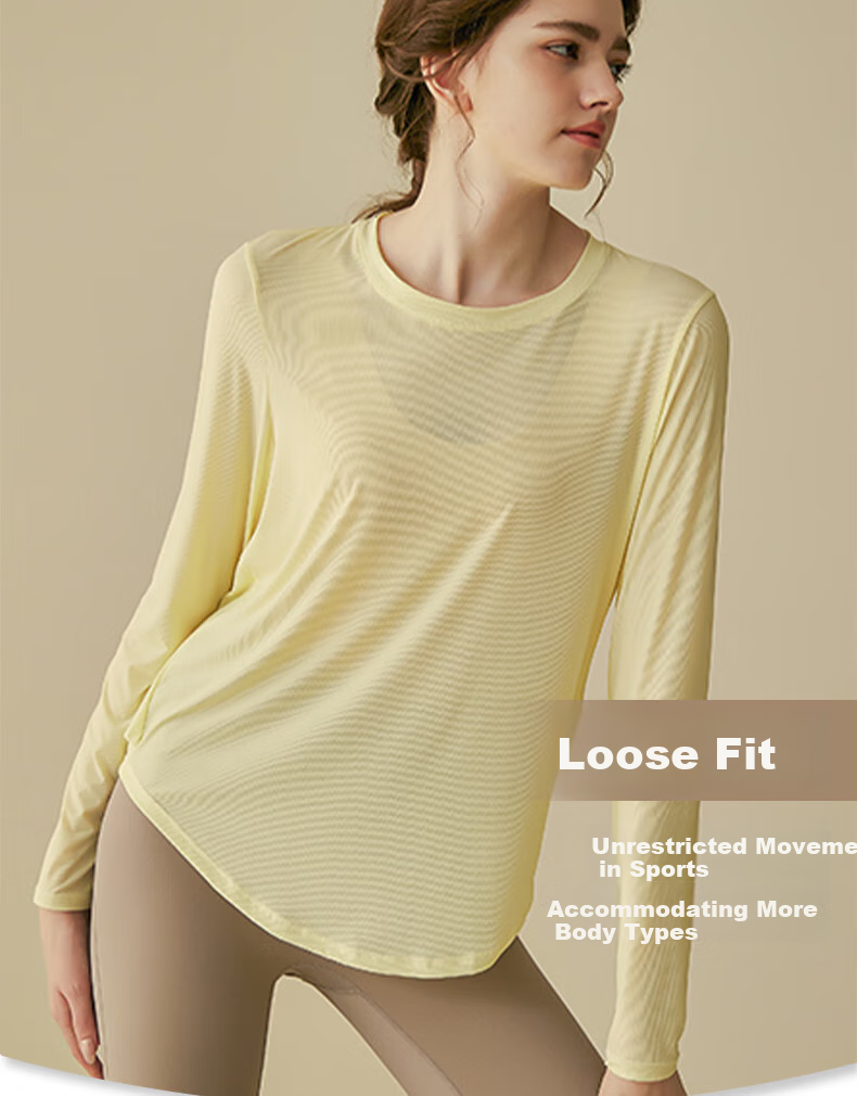 XUEXIMAN Yoga Wear for Women, Loose-Fitting Breathable Sports Top, Running Quick-Dry Training Long-Sleeve T-Shirt, Fitness Clothing Top, Autumn And Winter 7