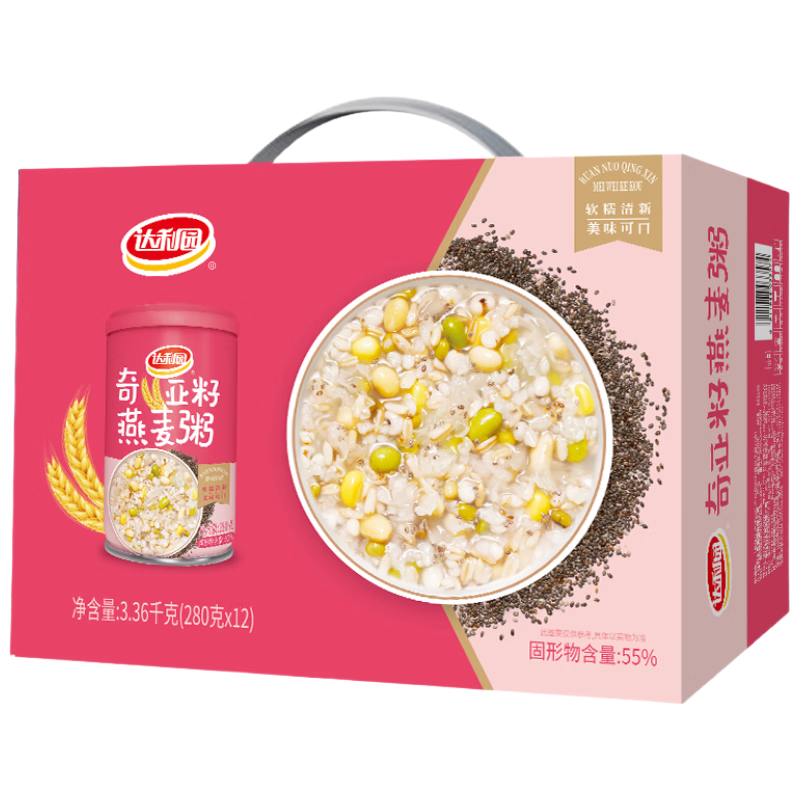 达利园奇亚籽燕麦粥早餐粥八宝粥送礼方便速食罐头280g*12整箱即食礼盒