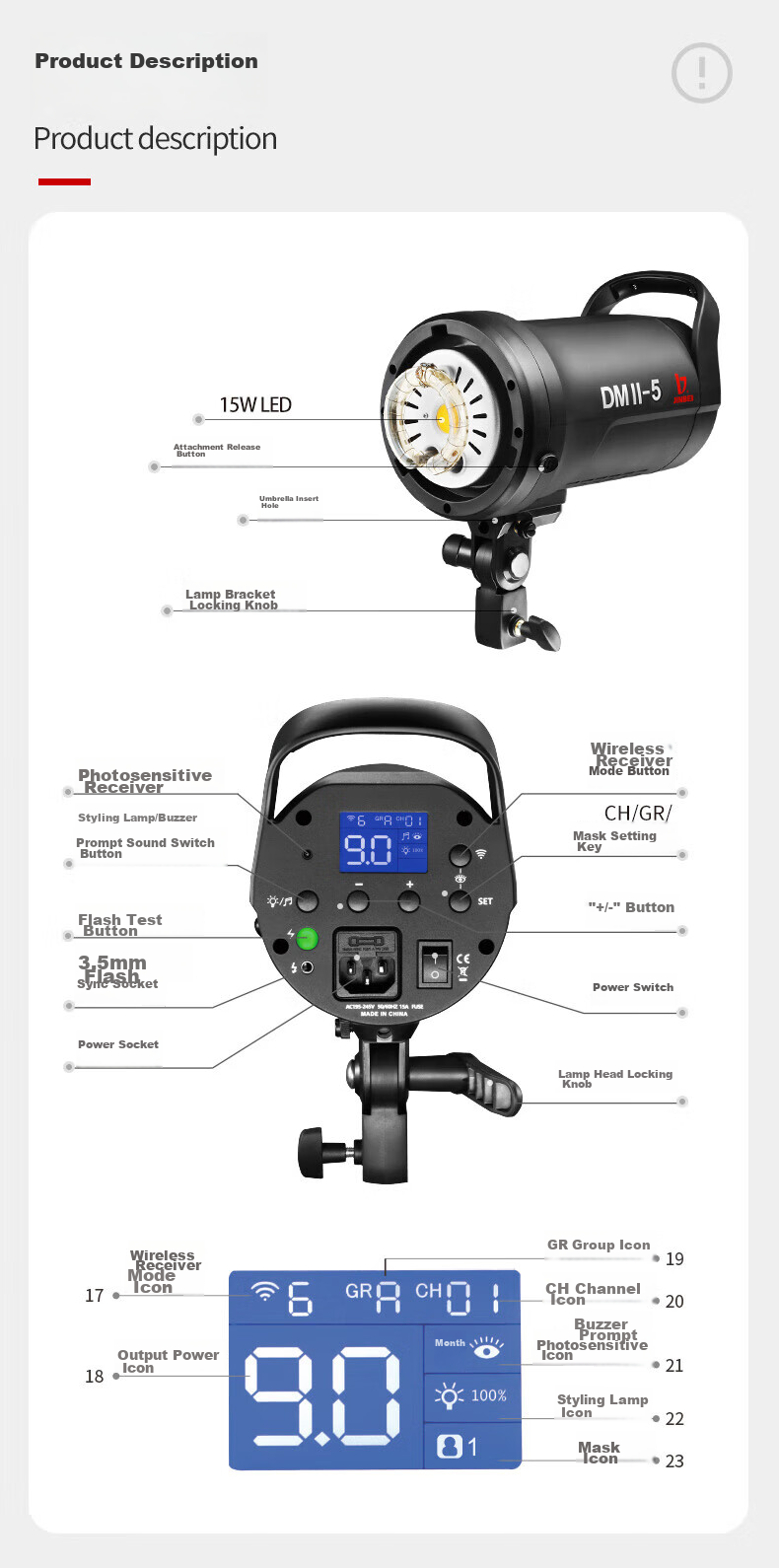 JINBEI DMII600W Studio Flash Photography Kit, Indoor Clothing Portrait ID Photo Portrait Wedding Dress Photography Fill Light, Professional Shooting Lighting Equipment 16
