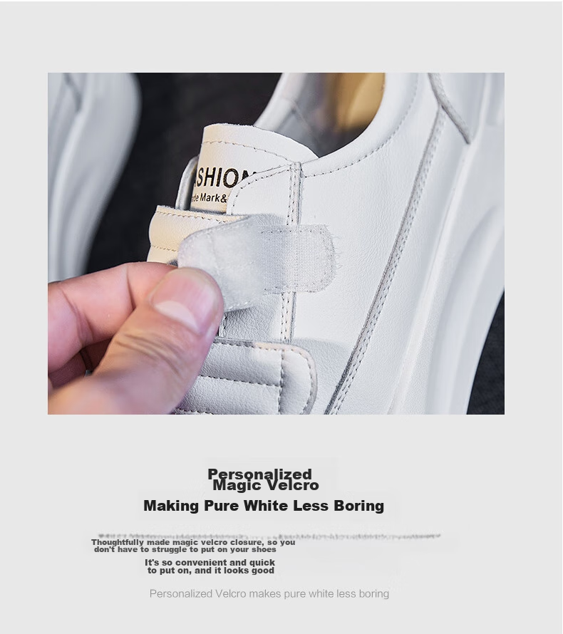 ZHR White Sneakers for Women, High-Quality Cowhide Upper, Thick-Soled Heightening Slimming Casual Shoes, Classic Velcro Versatile Sports Shoes AH109 White 37 10