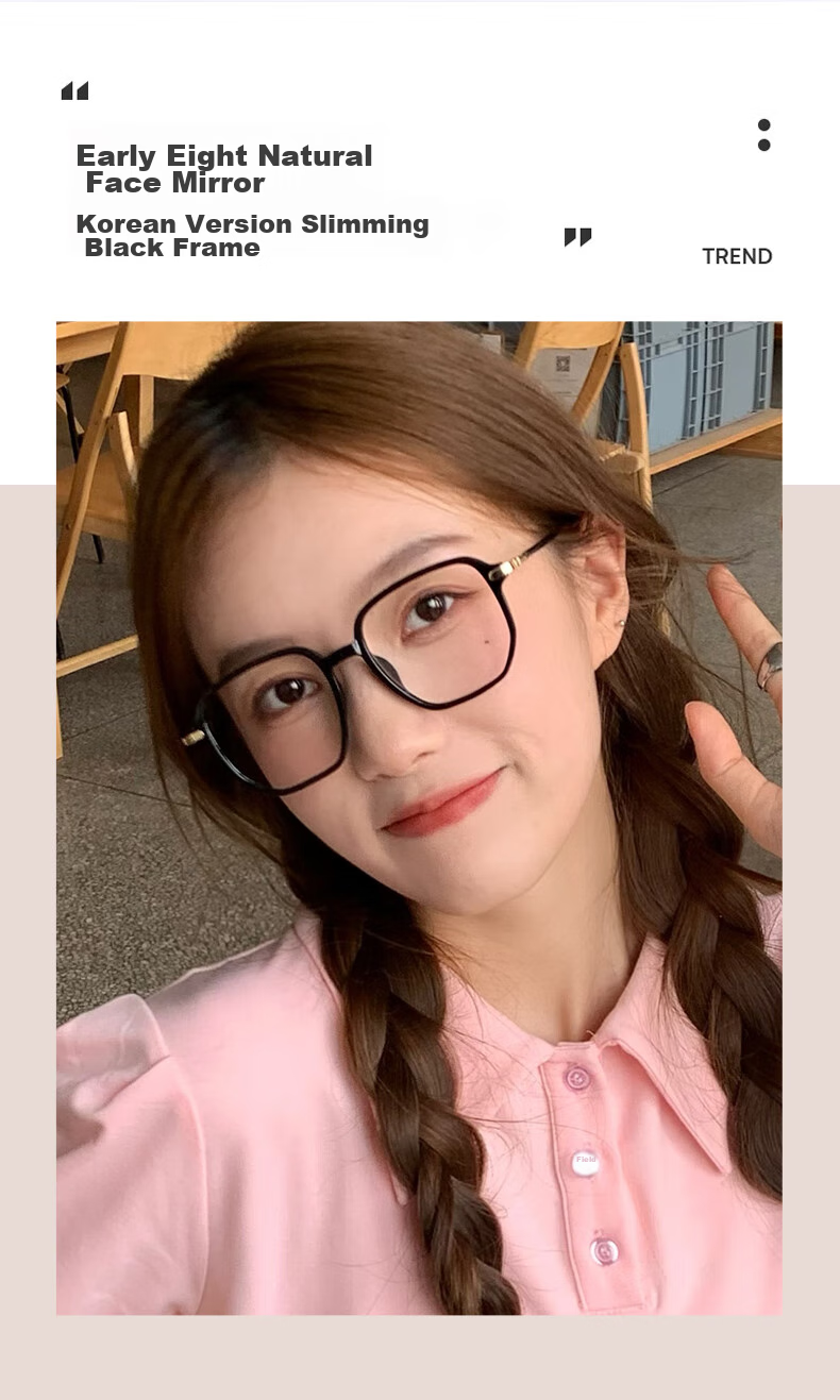 CAPONI Myopia Glasses for Women, Anti-Blue Light Radiation, Black Frame, Photochromic Lenses, Lightweight Black Large Frame, Face-Slimming, Can Be Fitted with Prescription Lenses 5