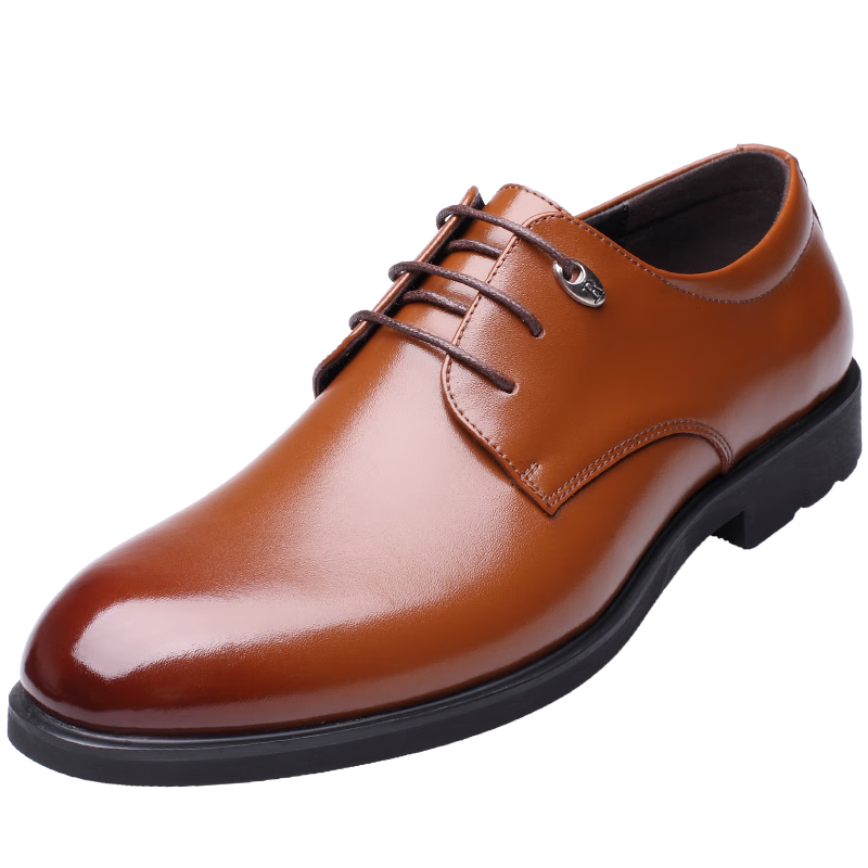 CARTELO British Leather Business Formal Casual Men's Low-Top Lace-Up Dress Shoes, Men's Style 511, Brown, Size 39