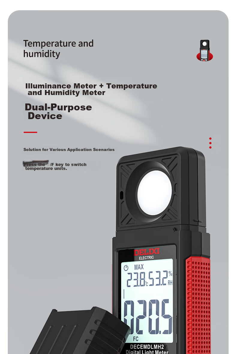 DELIXI ELECTRIC Illuminance Meter, Light Intensity Meter, High-Precision Digital Brightness Meter, Light Meter, Illuminance Meter 11