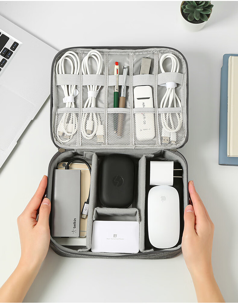 Youjialiangpin Data Cable Storage Pouch, Portable for Travel, Oxford Fabric, Double-Layer Design, Dust-Proof And Waterproof 15