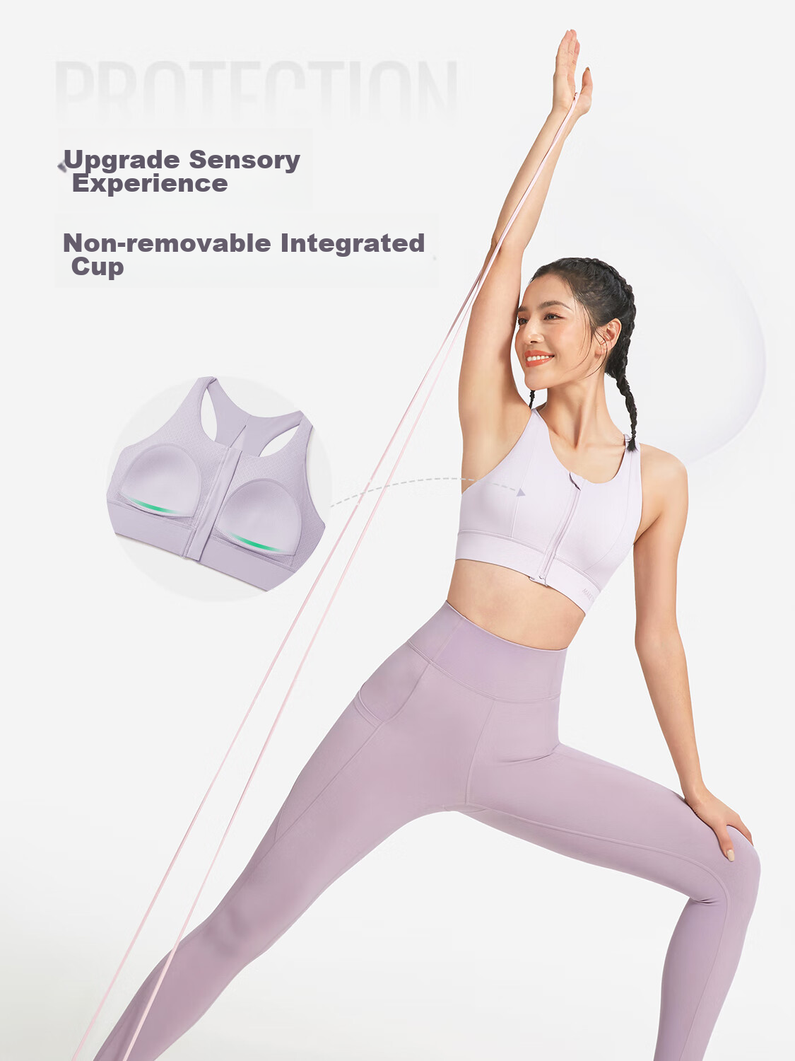 Keep Front Zipper Easy-To Sports Bra for Women, High-Intensity Shock-Absorbing Vest-Style Bra 12405 Oxygen Purple L 4