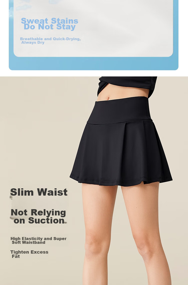 Fandimu Sports Skort for Women, Breathable, Anti-Exposure, with Lining, Fake Two-Piece Design, for Outdoor Badminton, Tennis, Running, And Half Skirt 3