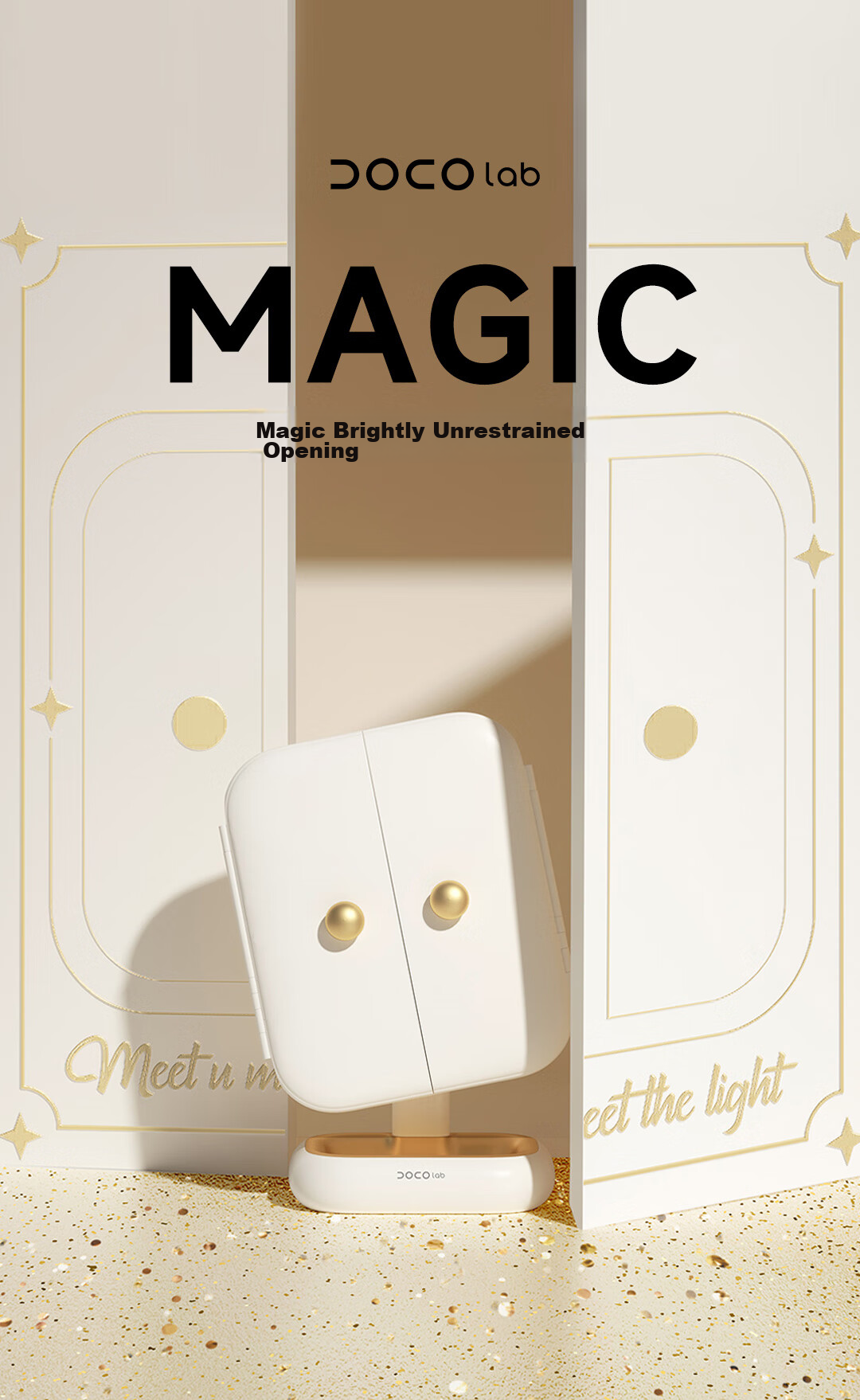 DOCO LAB Mirror Makeup Mirror with Light, Foldable, Magnifying LED Makeup Mirror for Dorm Bedroom Dressing Table Desktop Large High-Definition Smart Beauty Mirror, Birthday Gift for Women, Gift for Wife 2