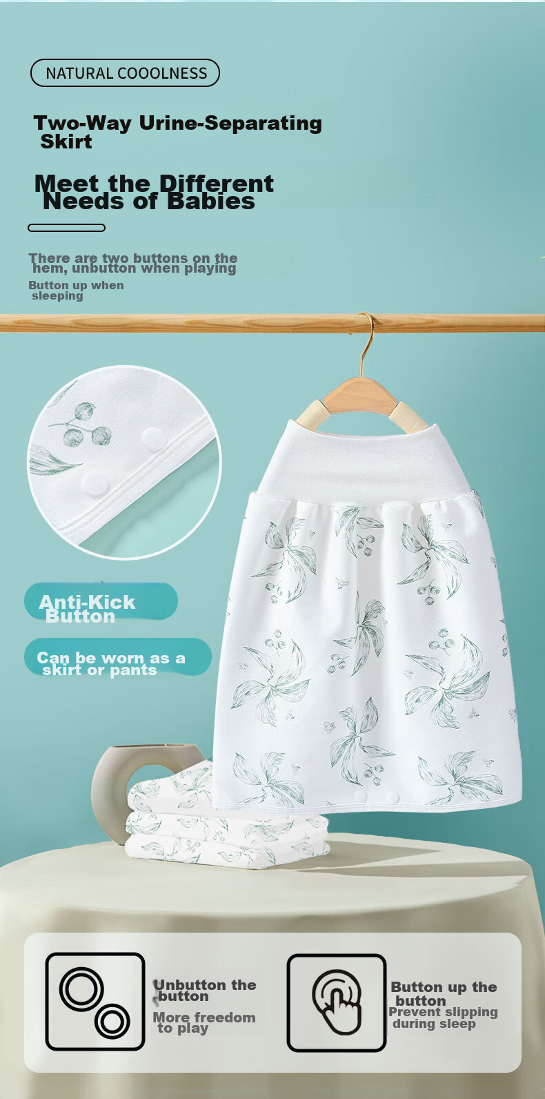 Nanjiren Washable Baby Diaper Cover, High-Waist Breathable Waterproof Diaper Pad, Anti-Side Leak, Colorful World 6