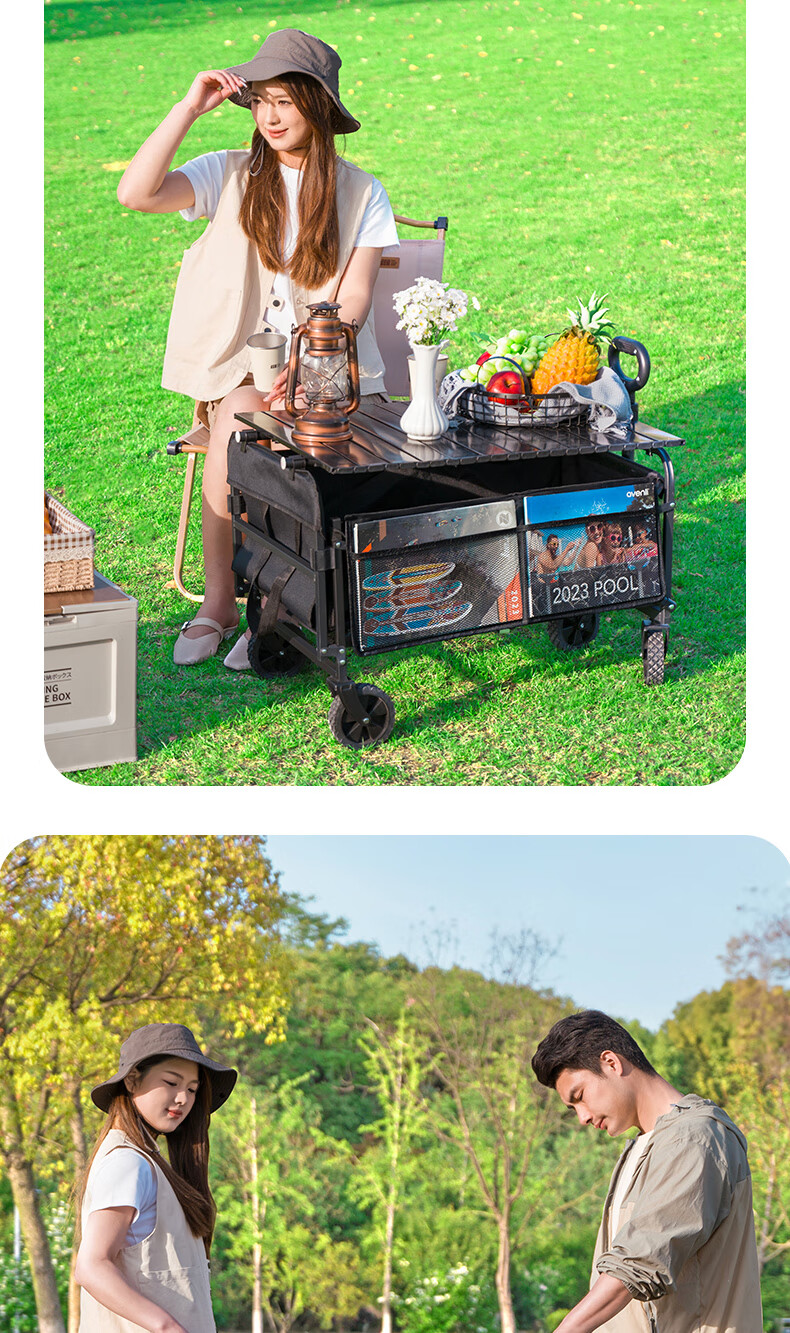 TAN XIAN ZHE Camping Cart, Rear-Opening Small Pull Cart for Kids, Grocery Shopping, And Pets 14