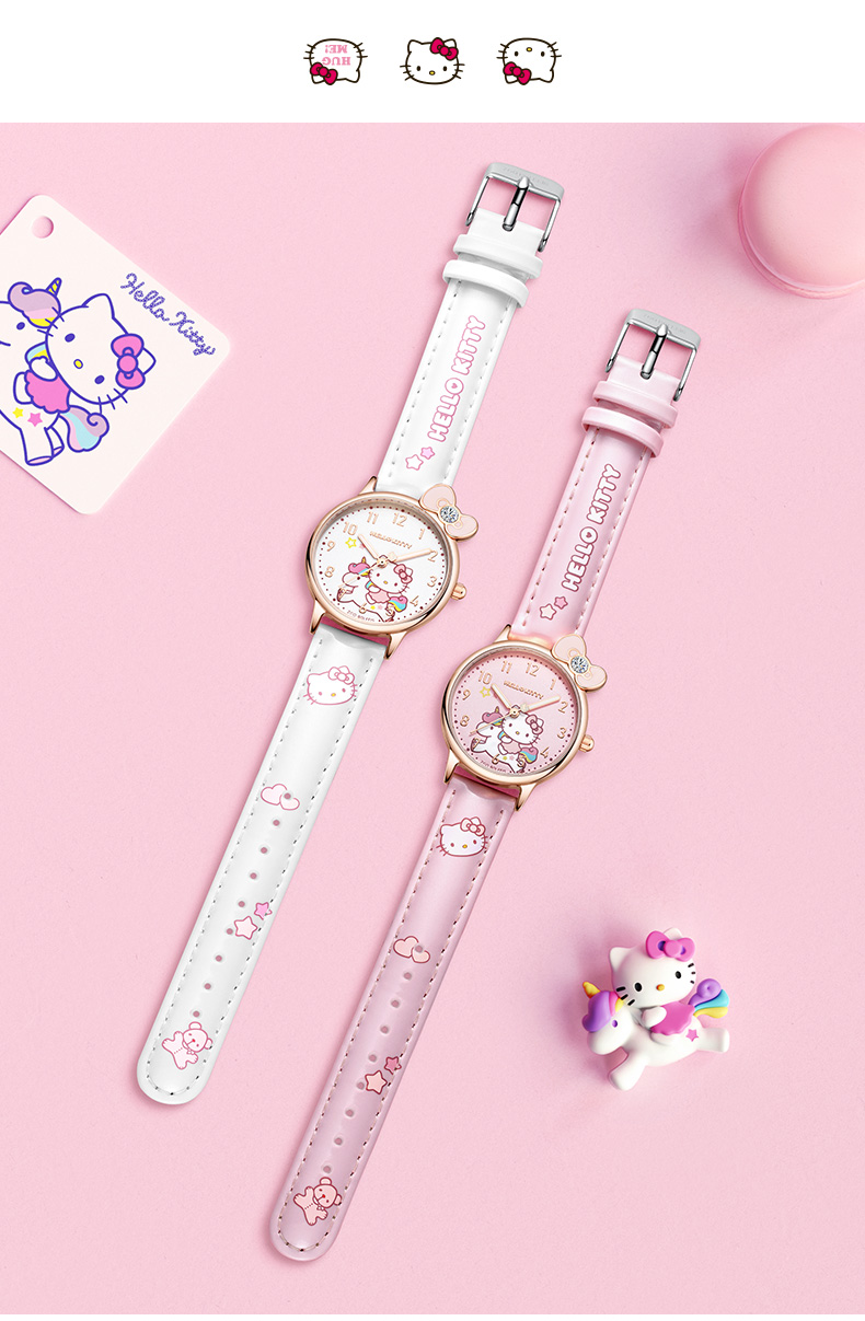 ZGO X Sanrio Watch for Women Students, Waterproof Quartz Watch for Elementary And Middle School Children, Girls' Watch, 273 White 12