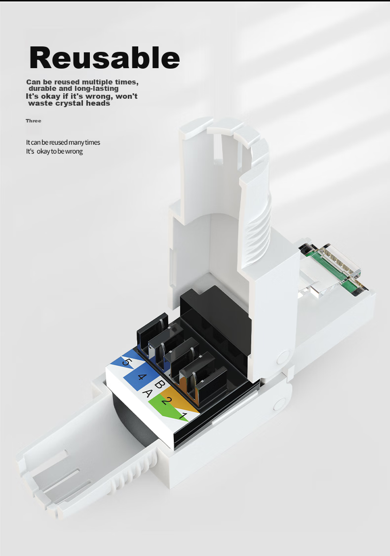 CNCOB Category 7 Ethernet Cable Toolless RJ45 Connector, Engineering Grade CAT7 10 Gigabit Network Toolless RJ45 Connector, 1 Piece, CN-8002 12