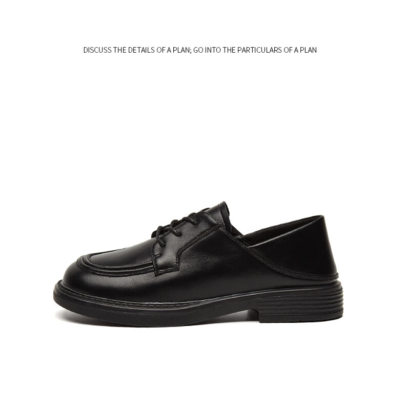DAPHNE Women's Single Shoes, Spring Cowhide Chunky Heel Loafers, Commuter Leather Shoes for Women, Black, Size 35 14