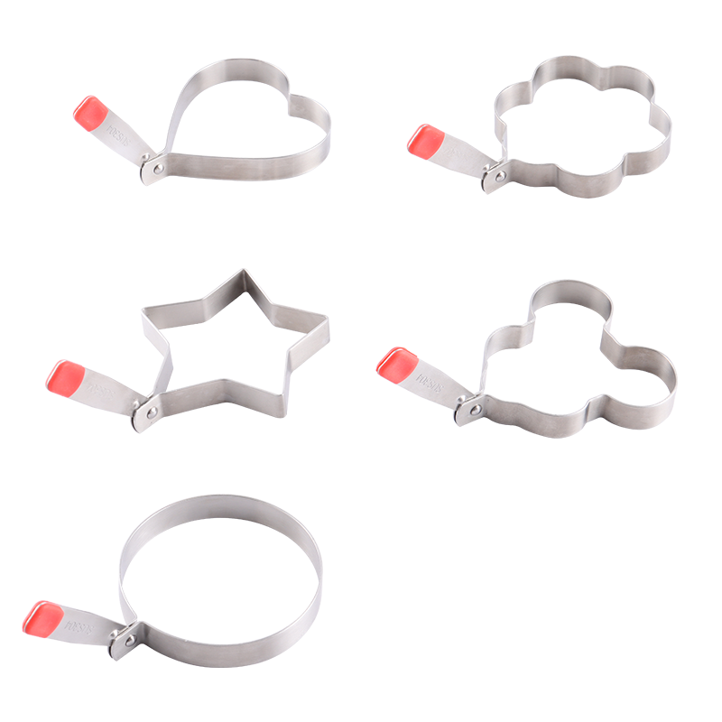 BJ Egg Mold, 304 Stainless Steel Egg Frying Tool, Baking Utensil, Fried Egg Baking Mold Set of Five Pieces