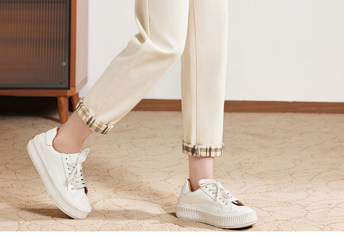 PinCai Women's Jeans, Spring And Autumn White High-Waisted Slimming Heightening Versatile Casual Trousers P143N1010 35
