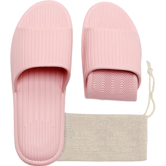 GUOLUOFEI Foldable Portable Ultra-Light Slippers for Travel And Business Trips, Hotel Summer Bathroom Slippers for Men And Women, Nude Pink, Size 40-41