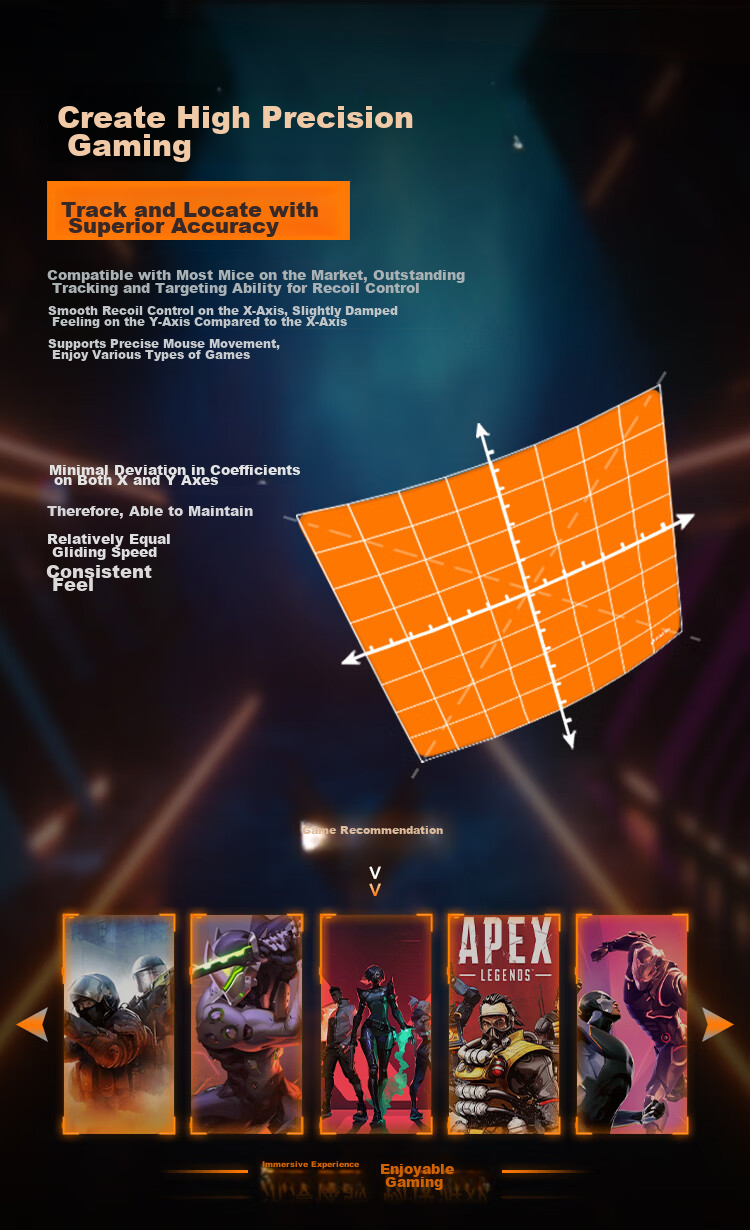 DAREU Yupro Gaming Mouse Pad, FPS Competition-Specific, Microfiber Suede Pad, Large Desk Mat, Valorant CSGO, 480*400*4 SCR Base, Orange, Unyielding Contract 5