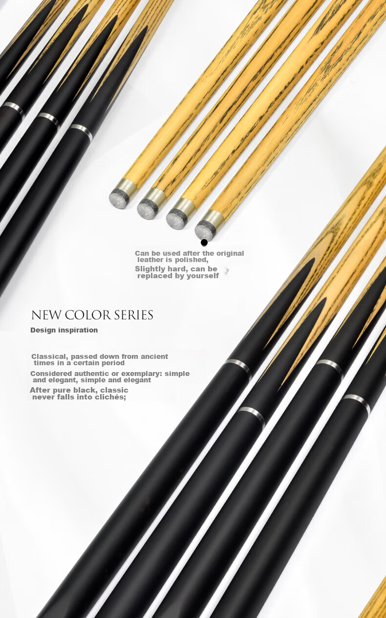 Aomi New Classic Pool Cue, Black 8 Snooker Cue Set, Black Eight Small Tip, 16 Color Ball Cue, Snooker Billiard Cue 10