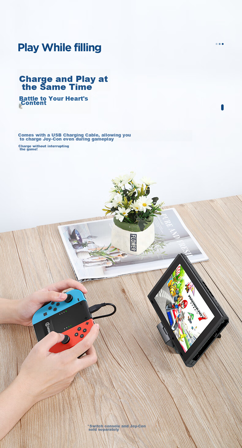 BIAZE Compatible with Nintendo Switch Game Controller Charger, NS PRO Controller Charging Grip/Joystick Game Controller Accessories, Detachable YX20 4