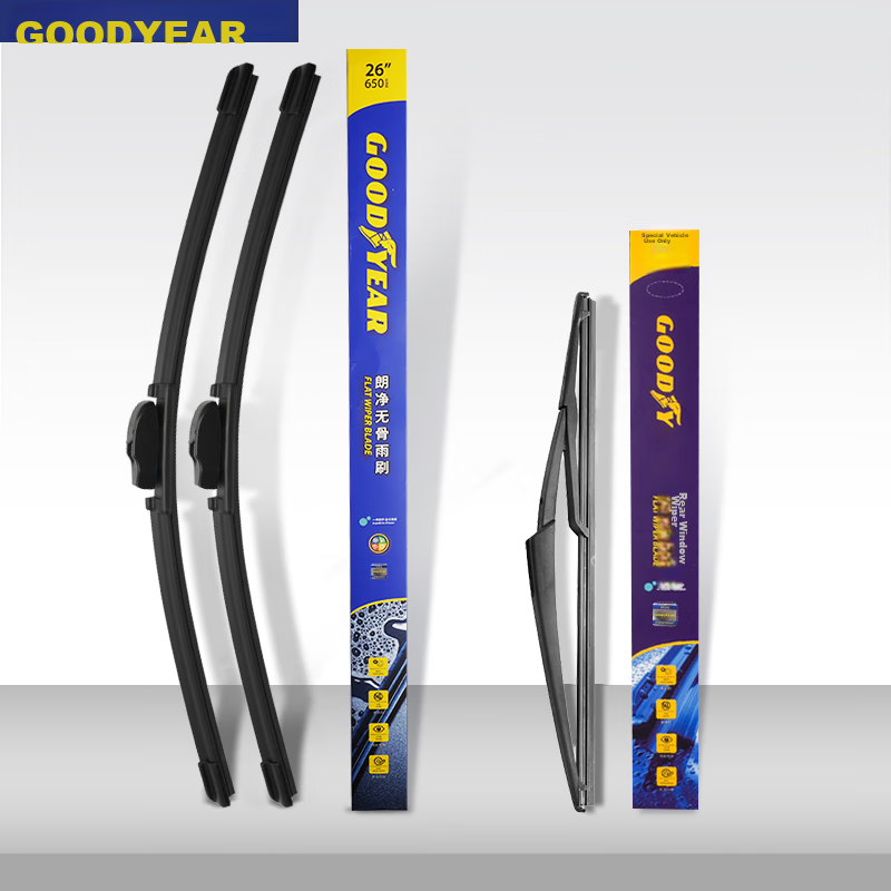 Goodyear, Nissan Qashqai Windshield Wipers, for 2008-2012 Models, Front And Rear Set, Original Factory Wiper Blades, 1 Set
