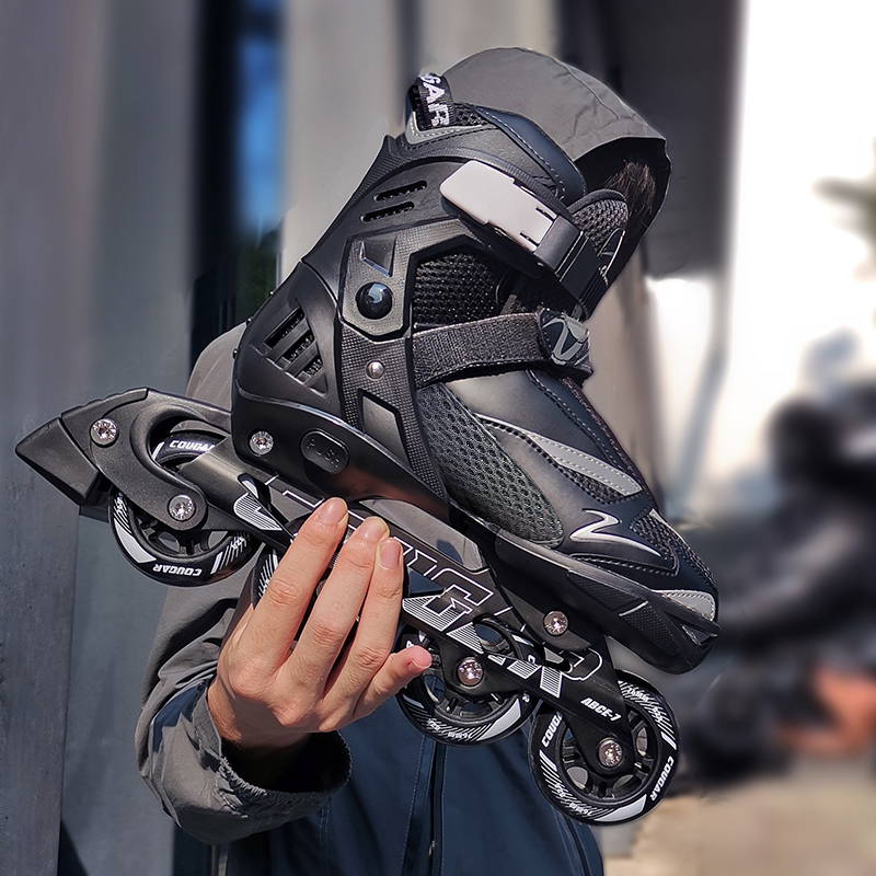 COUGAR Adult Adjustable Casual Roller Skates for Street Skating And Ice Skating, Black XL Size [Suitable for Primary And Secondary School Roller Skating Classes]
