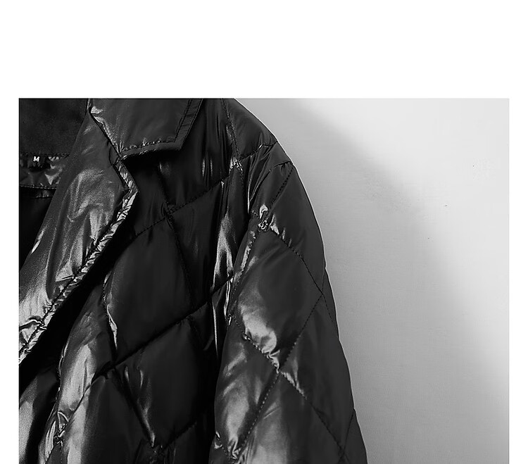 Dme Diamond Pattern Short down Jacket, Winter Commute Style, Lapel Collar, Drawstring Waist, Diamond Pattern Suit Style down Jacket for Women, Short Style 20