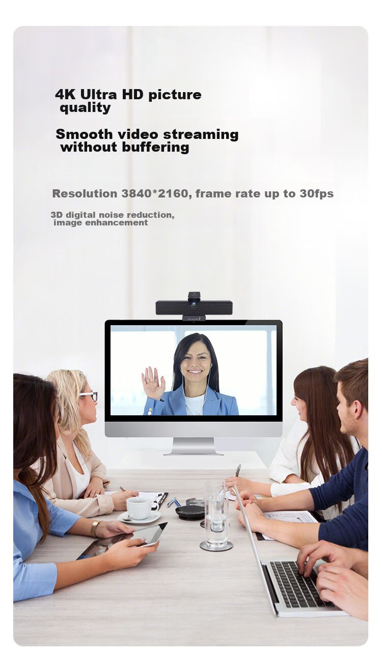 Aoni Computer Webcam, 2K High-Definition 4 Million Pixel Video, USB for Desktop And Laptop Computers, Built-In Dual Microphones, Plug And Play, C39 5