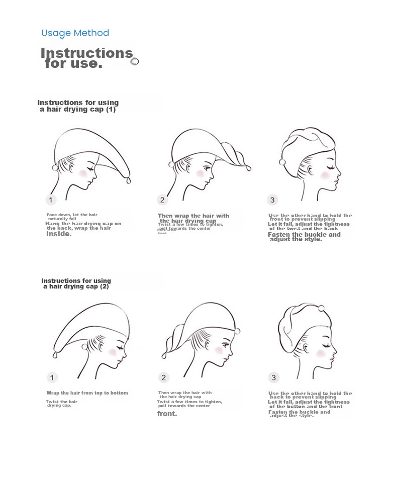 Grace Antibacterial Hair Drying Cap, Ultra-Soft And Highly Absorbent Head Wrap, Portable Cute Hair-Wiping Shower Cap, Quick-Drying Towel 7