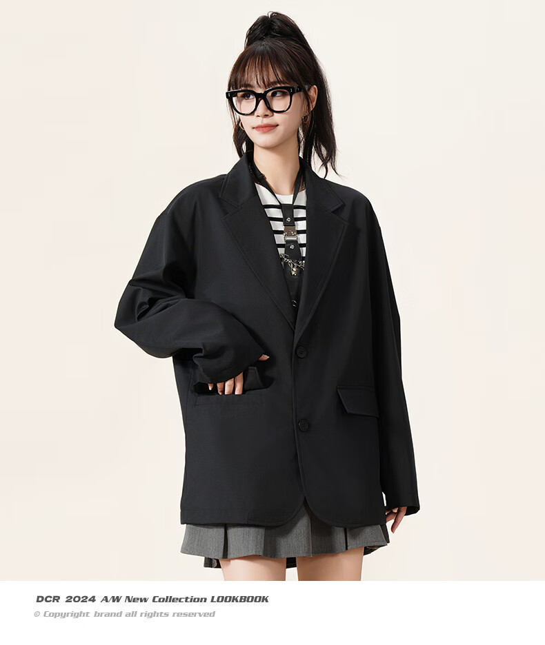 NASA GOOD Men's Suit Jacket, Autumn Korean Style Trendy Business Casual Blazer, Groom's Single Coat, Formal Wear, Black S 4