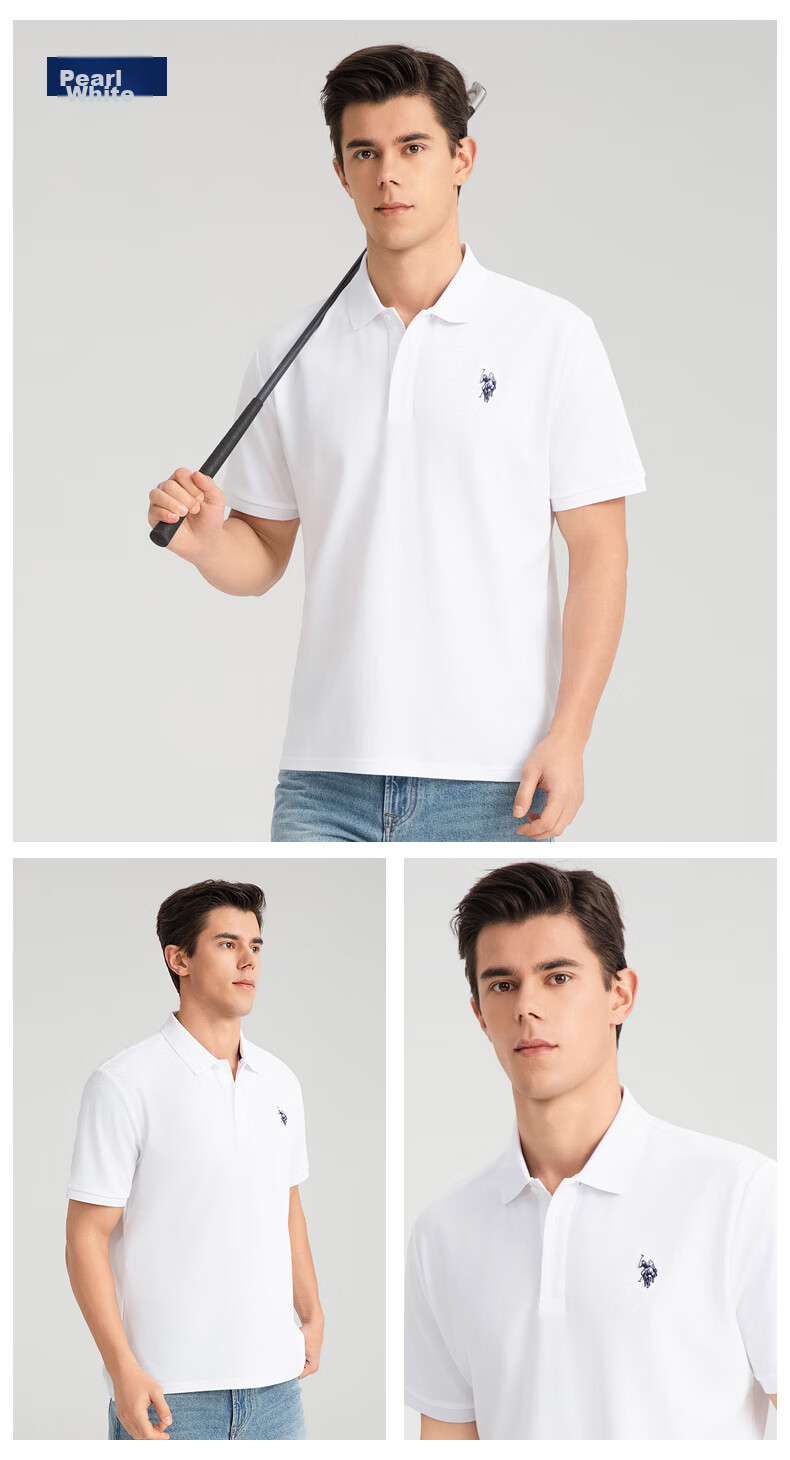 U.S. POLO ASSN. Men's Short Sleeve Polo Shirt Summer Business Casual Collared T-Shirt Black M Father's Day Gift 13
