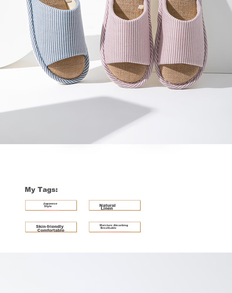 GUOLUOFEI Japanese-Style Linen Slippers for Men, Home Cotton And Linen Casual Couple Slippers for All Seasons, Khaki Color, Size 40-41 3