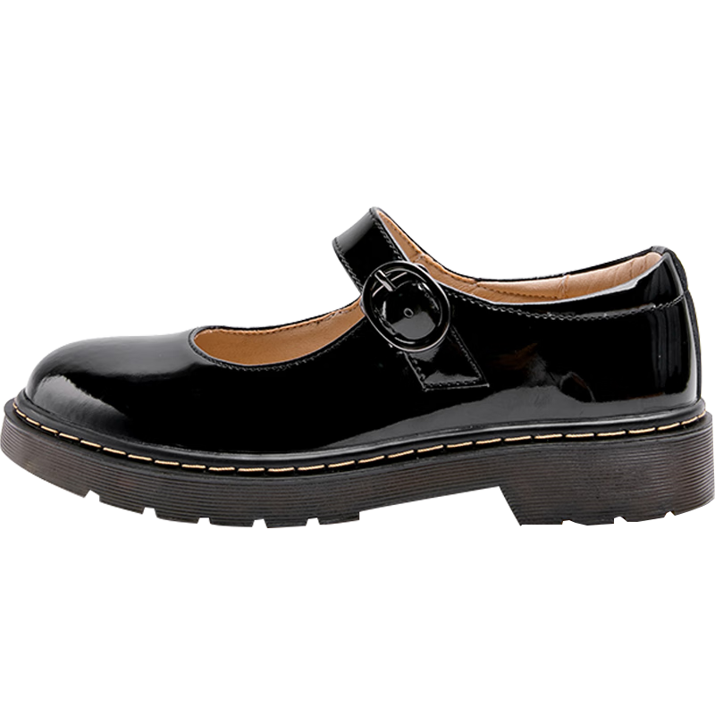 CARTELO Women's Leather Shoes, Mary Jane Shoes, Student Performance Shoes, KDLYJ-WF162, Black Patent, Size 36