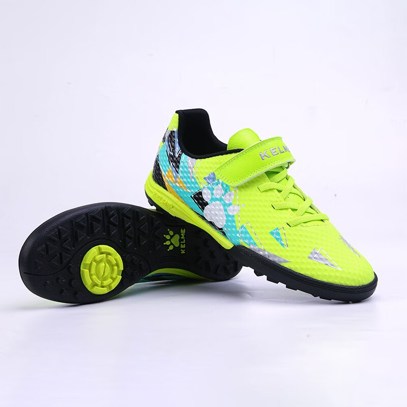 Футбольные бутсы KELME для юношей, модель ZX90113052, для искусственного газона, дышащие, нескользящие, износостойкие, флуоресцентно-желтые, размер 37